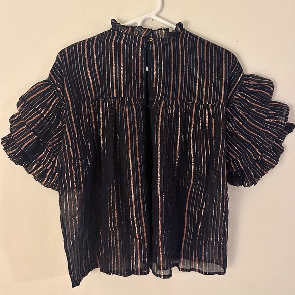 ULLA JOHNSON Deniz Blouse Top - Midnight SZ 2 - Picture 2 of 6